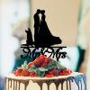 Bride And Groom Silhouette Rustic Wedding Cake Toppers With Sphynx Cat And Dachshund Mr & Mrs Personalised Wedding Cake Topper Bride And Groom Cake Toppers Black Acrylic Custom Cake Topper