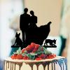 Bride And Groom Cake Topper For Wedding Mr & Mrs Wedding Cake Topper Bride And Groom Silhouette Cake Toppers For Wedding With Siberian Husky Dog Silhouette Black Acrylic Custom Cake Topper