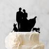 Bride And Groom Cake Topper For Wedding Mr & Mrs Wedding Cake Topper Bride And Groom Silhouette Cake Toppers For Wedding With Siberian Husky Dog Silhouette Black Acrylic Custom Cake Topper view 3