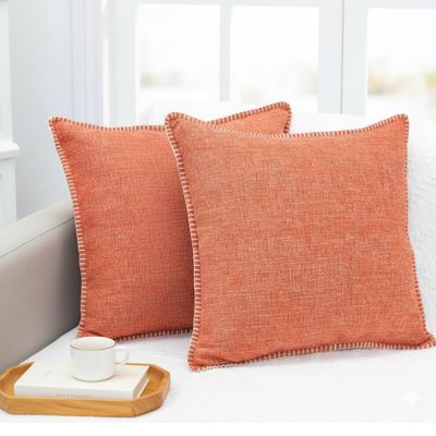26x26 Pillow Covers Set of 2 Orange, Extra Large Throw Pillow Covers for Couch Sofa Pillows, Soft Cozy Big Cushion Covers, Modern Square Euro Pillow Cases, Oversized Decorative Euro Shams