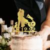 Bride And Groom Silhouette Cake Toppers With Dog Gold Acrylic Custom Cake Topper With Shiba Inu Dog Silhouette Mr And Mrs Cake Topper For Wedding Married Anniversary Cake Topper view 2
