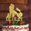Bride And Groom Silhouette Cake Toppers With Dog Gold Acrylic Custom Cake Topper With Shiba Inu Dog Silhouette Mr And Mrs Cake Topper For Wedding Married Anniversary Cake Topper view 3
