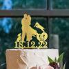 Bride And Groom Silhouette Cake Toppers With Dog Gold Acrylic Custom Cake Topper With Shiba Inu Dog Silhouette Mr And Mrs Cake Topper For Wedding Married Anniversary Cake Topper view 4