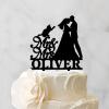 Bride And Groom Silhouette Rustic Wedding Cake Topper With Rottweiler And Sphynx Cat Black Acrylic Custom Cake Topper Mr And Mrs Cake Topper For Wedding Couple Married Cake Topper view 3