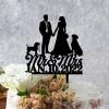 Bride And Groom Silhouette Wedding Cake Toppers With Jack Russell Terrier And Rottweiler Black Acrylic Custom Cake Topper Bride And Groom Wedding Cake Topper Mr Mrs Couple Cake Toppers view 2
