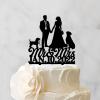 Bride And Groom Silhouette Wedding Cake Toppers With Jack Russell Terrier And Rottweiler Black Acrylic Custom Cake Topper Bride And Groom Wedding Cake Topper Mr Mrs Couple Cake Toppers view 3