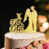 Mr And Mrs Wedding Cake Topper Bride And Groom Personalized Cake Toppers Bride And Groom Silhouette Cake Toppers For Wedding With Sphynx Cat Silhouette Gold Acrylic Custom Cake Topper view 1