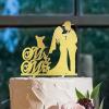 Mr And Mrs Wedding Cake Topper Bride And Groom Personalized Cake Toppers Bride And Groom Silhouette Cake Toppers For Wedding With Sphynx Cat Silhouette Gold Acrylic Custom Cake Topper view 4
