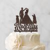 Bride And Groom Wedding Cake Topper Mr Mrs Couple Cake Toppers Bride And Groom Silhouette Rustic Wedding Cake Topper With Basset Hound Dog Silhouette Wood Brown Custom Cake Topper view 3