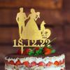 Bride And Groom Silhouette Rustic Wedding Cake Toppers With German Shepherd Dog Silhouette Engagement Cake Toppers Mr & Mrs Personalised Wedding Cake Topper Gold Acrylic Custom Cake Topper view 3
