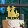 Bride And Groom Silhouette Rustic Wedding Cake Toppers With German Shepherd Dog Silhouette Engagement Cake Toppers Mr & Mrs Personalised Wedding Cake Topper Gold Acrylic Custom Cake Topper view 4