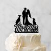 Mr And Mrs Wedding Cake Topper Couple Married Bride Cake Toppers Bride And Groom Silhouette Rustic Wedding Cake Topper With Dog Doberman And Poodle Black Acrylic Custom Cake Topper view 3