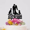 Mr And Mrs Wedding Cake Topper Couple Married Bride Cake Toppers Bride And Groom Silhouette Rustic Wedding Cake Topper With Dog Doberman And Poodle Black Acrylic Custom Cake Topper view 4
