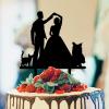 Bride And Groom Silhouette Cake Topper For Wedding With Dog Black Acrylic Custom Cake Topper With Pug Dog And Rottweiler Mr & Mrs Personalised Wedding Cake Topper Bride And Groom Cake Toppers