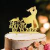 Bride And Groom Silhouette Wedding Cake Topper With Dog Gold Acrylic Custom Cake Topper With Pug Dog And Sphynx Cat Bride And Groom Cake Topper For Wedding Mr & Mrs Wedding Cake Topper