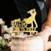 Bride And Groom Silhouette Wedding Cake Topper With Dog Gold Acrylic Custom Cake Topper With Pug Dog And Sphynx Cat Bride And Groom Cake Topper For Wedding Mr & Mrs Wedding Cake Topper view 2