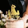 Mr And Mrs Cake Topper For Wedding Engagement Married Cake Topper Bride And Groom Silhouette Rustic Wedding Cake Topper With Labrador Retriever Dog Silhouette Gold Acrylic Custom Cake Topper view 2