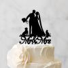 Bride And Groom Silhouette Wedding Cake Topper With Yorkshire Terrier Dog Silhouette Anniversary Cake Toppers Bride And Groom Cake Topper For Wedding Black Acrylic Custom Cake Topper view 3