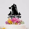 Bride And Groom Silhouette Wedding Cake Topper With Yorkshire Terrier Dog Silhouette Anniversary Cake Toppers Bride And Groom Cake Topper For Wedding Black Acrylic Custom Cake Topper view 4