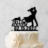 Bride And Groom Silhouette Cake Toppers For Wedding With Dog Black Acrylic Custom Cake Topper With Rottweiler Dog Silhouette Personalized Mr & Mrs Cake Topper Engagement Wedding Cake Toppers view 3