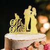 Mr And Mrs Cake Topper For Wedding Bride And Groom Married Cake Toppers Bride And Groom Silhouette Wedding Cake Toppers With Sphynx Cat And Yorkshire Terrier Gold Acrylic Custom Cake Topper view 1