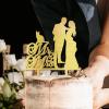 Mr And Mrs Cake Topper For Wedding Bride And Groom Married Cake Toppers Bride And Groom Silhouette Wedding Cake Toppers With Sphynx Cat And Yorkshire Terrier Gold Acrylic Custom Cake Topper view 2