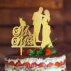 Mr And Mrs Cake Topper For Wedding Bride And Groom Married Cake Toppers Bride And Groom Silhouette Wedding Cake Toppers With Sphynx Cat And Yorkshire Terrier Gold Acrylic Custom Cake Topper view 3