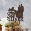 Bride And Groom Silhouette Rustic Cake Topper For Wedding With Siberian Husky Dog Silhouette Anniversary Cake Toppers Mr & Mrs Wedding Cake Topper Married Cake Topper Wood Brown Custom Cake Topper view 2