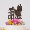 Bride And Groom Silhouette Rustic Cake Topper For Wedding With Siberian Husky Dog Silhouette Anniversary Cake Toppers Mr & Mrs Wedding Cake Topper Married Cake Topper Wood Brown Custom Cake Topper view 4