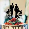 Bride And Groom Silhouette Rustic Wedding Cake Topper With Dog Doberman And Poodle Mr And Mrs Cake Topper For Wedding Bride And Groom Married Cake Toppers Black Acrylic Custom Cake Topper