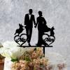 Bride And Groom Silhouette Rustic Wedding Cake Topper With Dog Doberman And Poodle Mr And Mrs Cake Topper For Wedding Bride And Groom Married Cake Toppers Black Acrylic Custom Cake Topper view 2