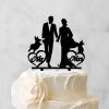 Bride And Groom Silhouette Rustic Wedding Cake Topper With Dog Doberman And Poodle Mr And Mrs Cake Topper For Wedding Bride And Groom Married Cake Toppers Black Acrylic Custom Cake Topper view 3