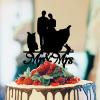 Mr And Mrs Cake Topper For Wedding Bride And Groom Cake Topper Bride And Groom Silhouette Rustic Cake Topper With Shih Tzu Dog Silhouette Black Acrylic Custom Cake Topper view 1