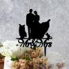 Mr And Mrs Cake Topper For Wedding Bride And Groom Cake Topper Bride And Groom Silhouette Rustic Cake Topper With Shih Tzu Dog Silhouette Black Acrylic Custom Cake Topper view 2