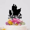 Mr And Mrs Cake Topper For Wedding Bride And Groom Cake Topper Bride And Groom Silhouette Rustic Cake Topper With Shih Tzu Dog Silhouette Black Acrylic Custom Cake Topper view 4