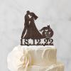 Mr And Mrs Cake Topper For Wedding Couple Married Cake Topper Bride And Groom Silhouette Cake Toppers With Rottweiler And Border Collie Wood Brown Custom Cake Topper For Wedding Anniversary view 3