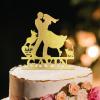 Bride And Groom Silhouette Rustic Wedding Cake Topper With Dog Gold Acrylic Custom Cake Topper With Pug Dog And Labrador Retriever Bride And Groom Cake Topper Couple Married Cake Toppers For Wedding