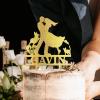 Bride And Groom Silhouette Rustic Wedding Cake Topper With Dog Gold Acrylic Custom Cake Topper With Pug Dog And Labrador Retriever Bride And Groom Cake Topper Couple Married Cake Toppers For Wedding view 2