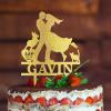 Bride And Groom Silhouette Rustic Wedding Cake Topper With Dog Gold Acrylic Custom Cake Topper With Pug Dog And Labrador Retriever Bride And Groom Cake Topper Couple Married Cake Toppers For Wedding view 3