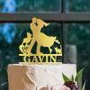 Bride And Groom Silhouette Rustic Wedding Cake Topper With Dog Gold Acrylic Custom Cake Topper With Pug Dog And Labrador Retriever Bride And Groom Cake Topper Couple Married Cake Toppers For Wedding view 4