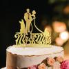 Afro Black Couple Silhouette Rustic Wedding Cake Toppers With Pug Dog And Chihuahua Gold Acrylic Custom Cake Topper Mr And Mrs Cake Topper For Wedding Bride And Groom Married Cake Toppers