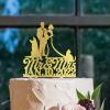 Afro Black Couple Silhouette Rustic Wedding Cake Toppers With Pug Dog And Chihuahua Gold Acrylic Custom Cake Topper Mr And Mrs Cake Topper For Wedding Bride And Groom Married Cake Toppers view 4