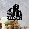 Bride And Groom Silhouette Rustic Cake Topper For Wedding With Poodle Dog Silhouette Black Acrylic Custom Cake Topper Mr And Mrs Cake Topper For Wedding Bridal Shower Cake Toppers view 2