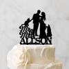 Bride And Groom Silhouette Rustic Cake Topper For Wedding With Poodle Dog Silhouette Black Acrylic Custom Cake Topper Mr And Mrs Cake Topper For Wedding Bridal Shower Cake Toppers view 3
