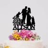Bride And Groom Silhouette Rustic Cake Topper For Wedding With Poodle Dog Silhouette Black Acrylic Custom Cake Topper Mr And Mrs Cake Topper For Wedding Bridal Shower Cake Toppers view 4