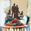 Bride And Groom Silhouette Cake Toppers With French Bulldog And Pug Dog Anniversary Cake Toppers Wedding Cake Decorations Engagement Cake Topper Wood Brown Custom Cake Topper