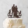 Bride And Groom Silhouette Cake Toppers With French Bulldog And Pug Dog Anniversary Cake Toppers Wedding Cake Decorations Engagement Cake Topper Wood Brown Custom Cake Topper view 3