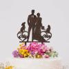 Bride And Groom Silhouette Cake Toppers With French Bulldog And Pug Dog Anniversary Cake Toppers Wedding Cake Decorations Engagement Cake Topper Wood Brown Custom Cake Topper view 4