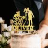 Afro Black Couple Silhouette Wedding Cake Topper With Dog Doberman And Sphynx Cat Gold Acrylic Custom Cake Topper Mr And Mrs Wedding Cake Topper Couple Married Bride Cake Toppers view 2
