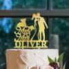 Afro Black Couple Silhouette Wedding Cake Topper With Dog Doberman And Sphynx Cat Gold Acrylic Custom Cake Topper Mr And Mrs Wedding Cake Topper Couple Married Bride Cake Toppers view 4